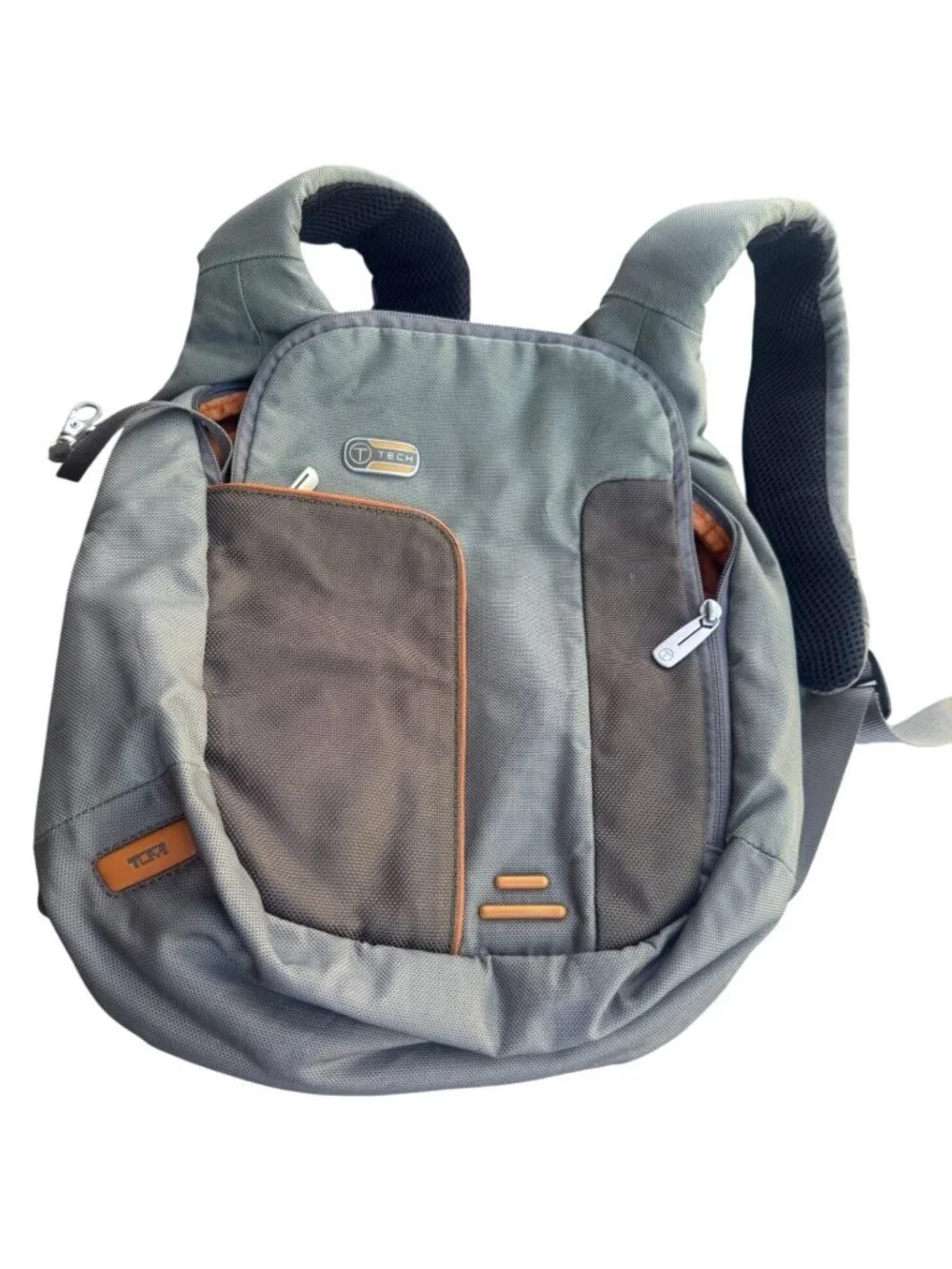 Tumi T-Tech 57415IR Backpack In Gray & Brown With Adjustable Straps Multiple Poc